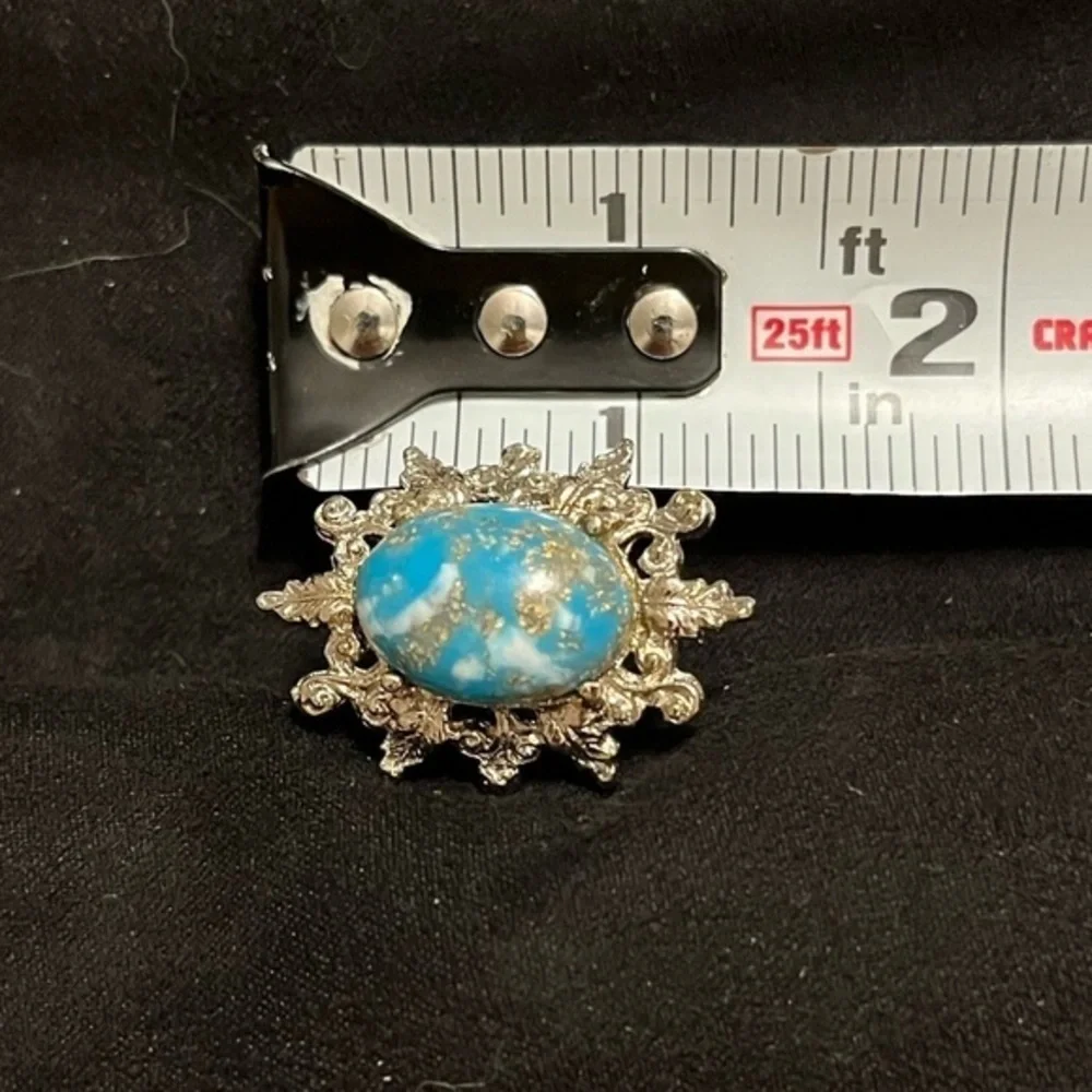 Costume Turquoise Silver Statement Ring Adjustable Size